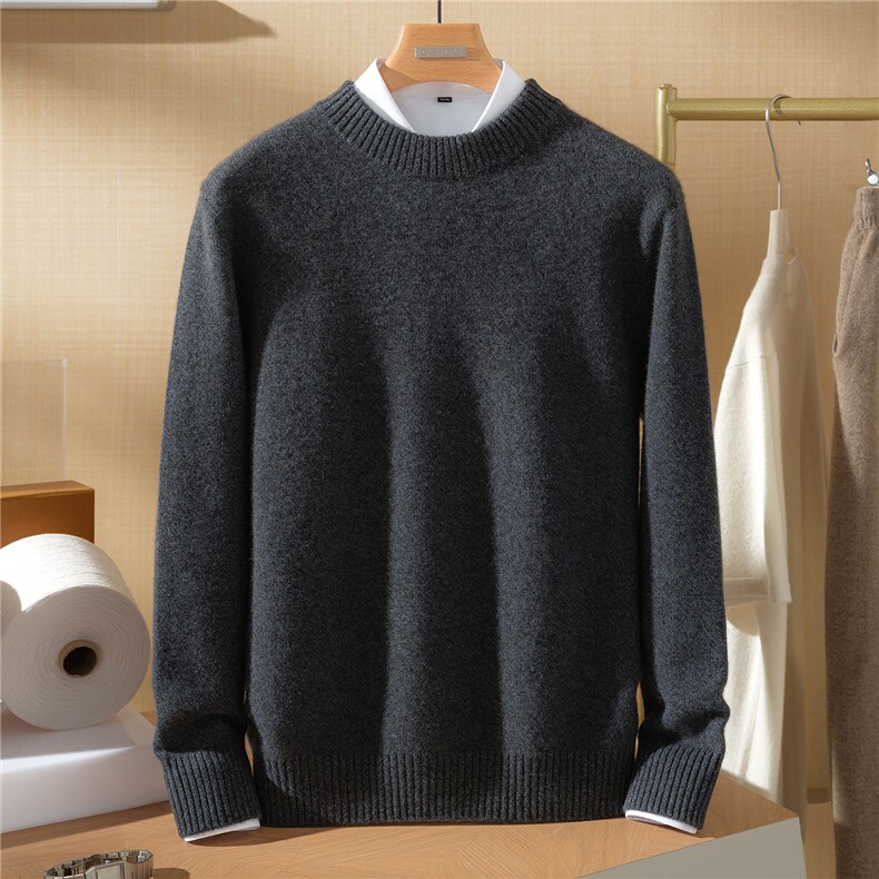 2025年秋季新款百搭花纱平面半高,男装羊绒套衫,澳坤羊绒