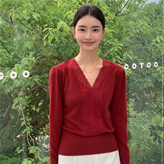 2025秋冬百搭时尚简约v领修身打底衫，女装羊绒衫，玛卡隆羊绒