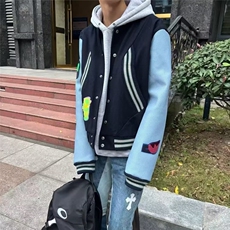 1506-1/JM2121/P66美式复古拼接徽章刺绣毛呢棒球服夹克男女潮牌，男装夹克，星座1506-1