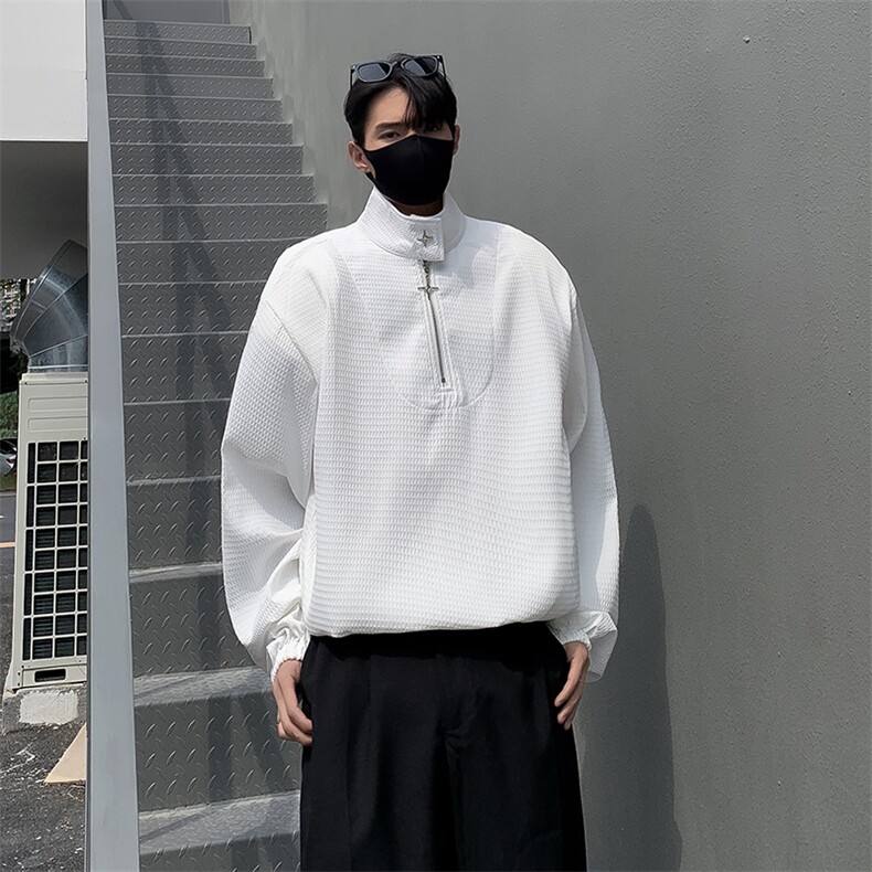 WY94-P36美式华夫格立领宽松型卫衣,男装卫衣,星座1501-1