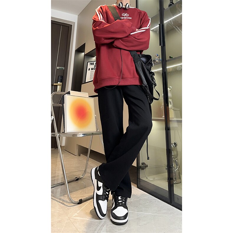 秋冬黑色加绒加厚宽松直筒垂感牛仔裤男休闲长裤K369-P50加绒P60,男装牛仔裤,星座205