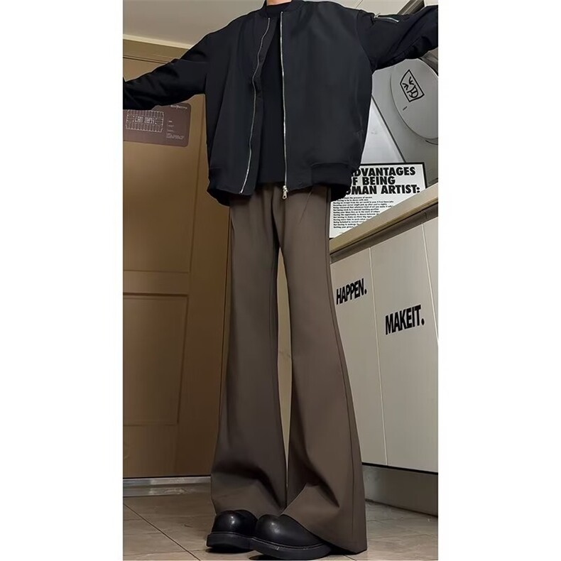 cleanfit微喇叭冰丝西裤男女透气宽松直筒阔腿休闲西装裤子-CK54，男装西服套装，星座601-1