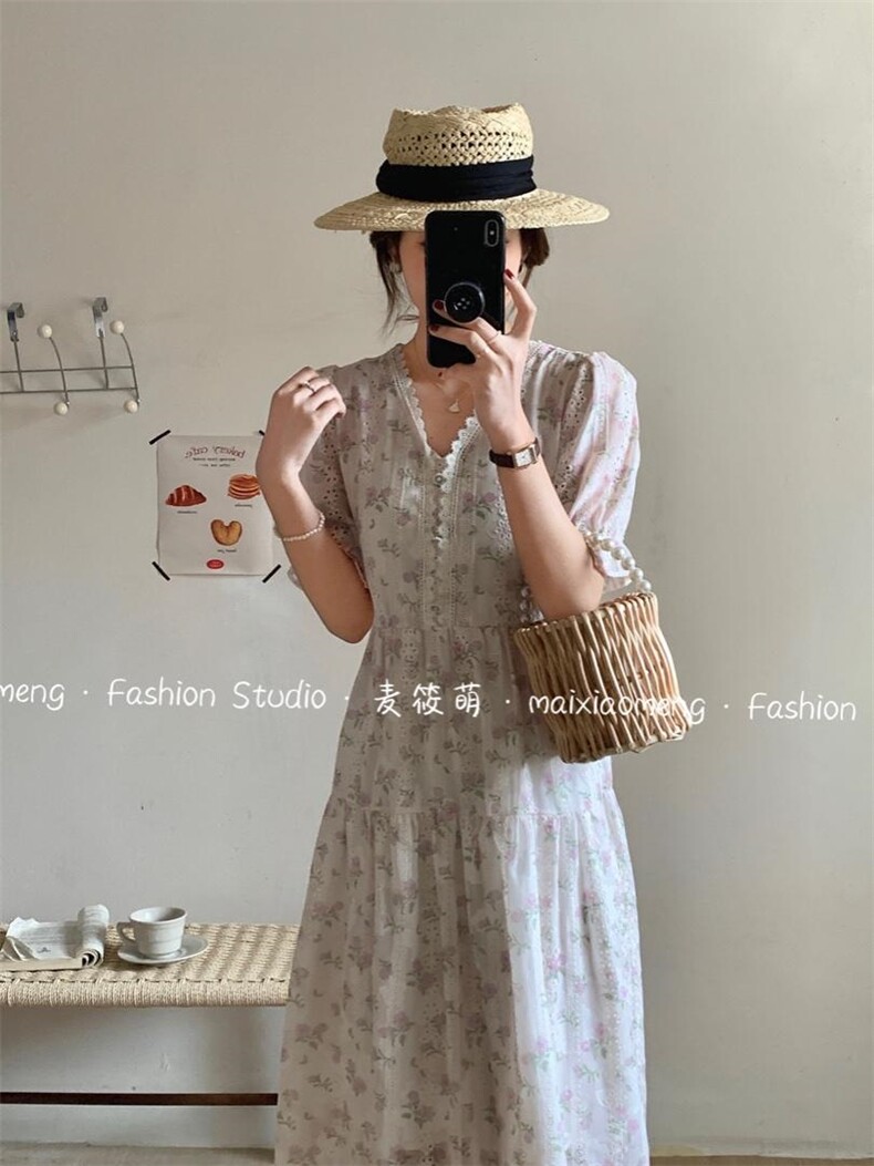 重工刺绣款韩系连衣裙，女装连衣裙，麦筱萌