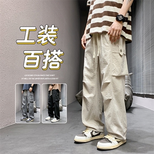 直播数据款 春季新款大口袋伞兵裤宽松直筒休闲裤工装裤 K515-P42图片