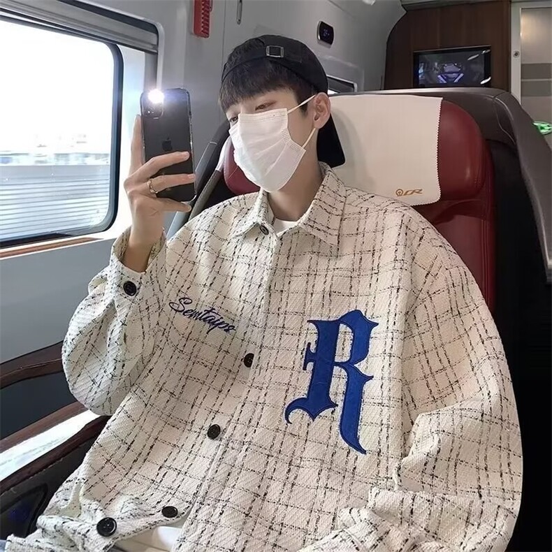 XXF003男士小香风外套韩版潮流刺绣长袖衬衫复古夹克,男装夹克,星座308A-1（原309B-1）