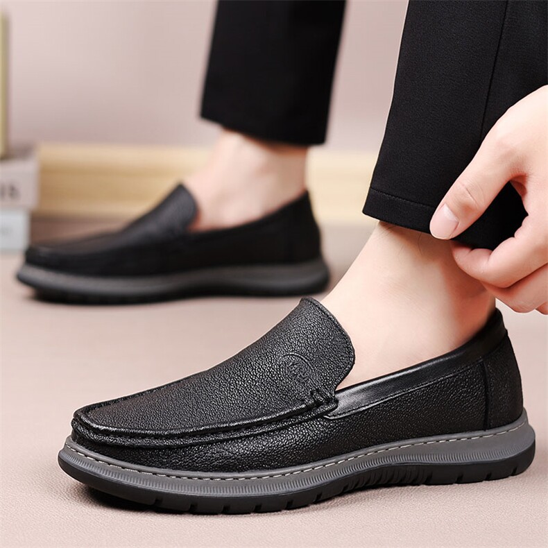 秋季羊皮豆豆鞋男士真皮套脚休闲鞋一脚蹬驾车乐福鞋男款，男鞋皮鞋，电商A223