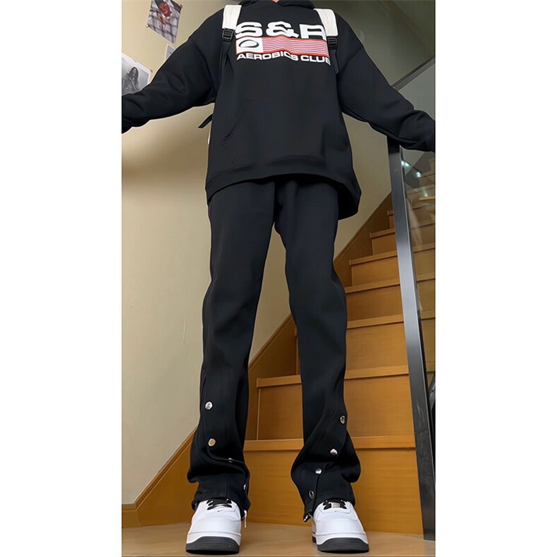 高街美式排扣牛仔裤拉链设计感直筒牛仔裤,男装牛仔裤,星座310A-4