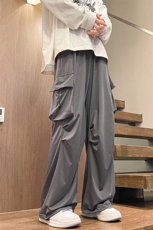 8XL-M特大码冰丝裤男美式工装裤高腰垂感宽松防晒阔腿裤K962P45，男装休闲裤，电商D206-1