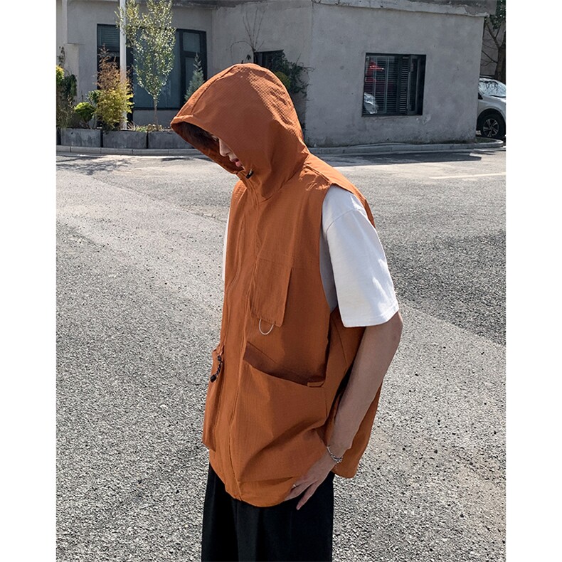 春秋季新款潮牌多口袋连帽马甲潮流户外无袖工装外套,男装背心/马甲,星座410-7