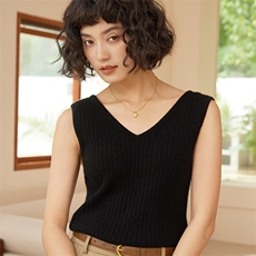 2025年秋季新款十二针抽条针织羊绒女士背心时尚休闲通勤百搭，女装羊绒衫，高粱穗羊绒