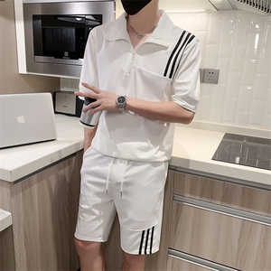 夏季社会小伙痞帅针织短袖套装轻熟风运动套装TZ2084-P85控115图片