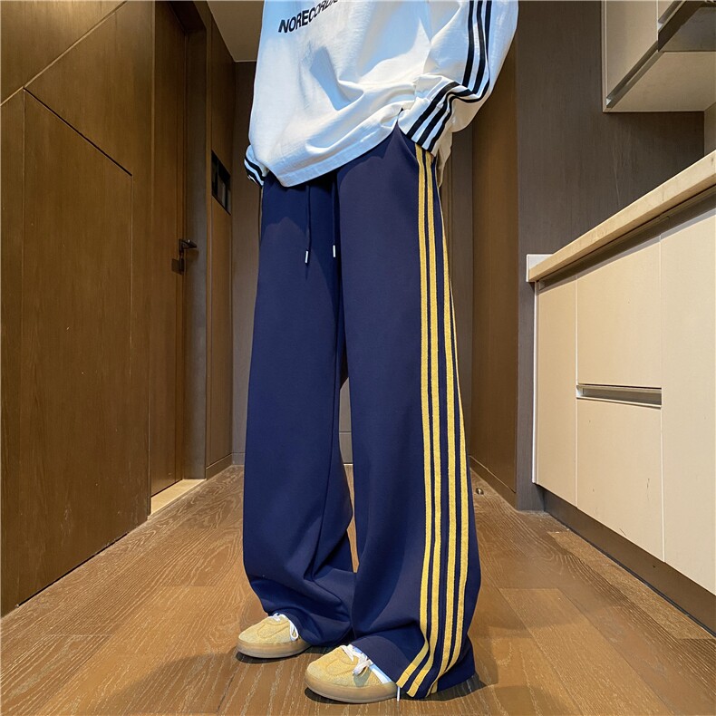 春季新款美式复古运动条纹宽松休闲卫裤B315-K25612-特p40控78，男装休闲裤，电商B315