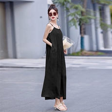 2025新款提花天丝吊带长裙气质长款吊带裙，女装连衣裙，难舍钰依