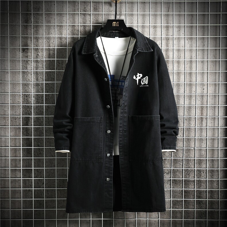 FY647-P78-限价108冬季长款牛仔风衣男士长款潮流大码外套,男装风衣,星座103A