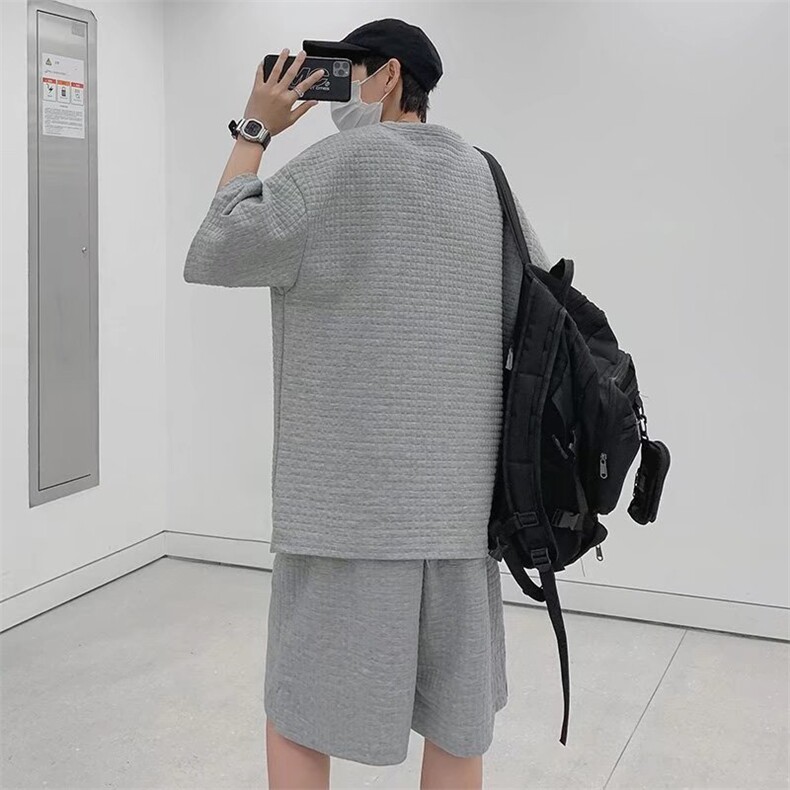 男潮流休闲套装宽松套装运动套装华夫格套装TZ8604P40,男装休闲套装,星座1116-2