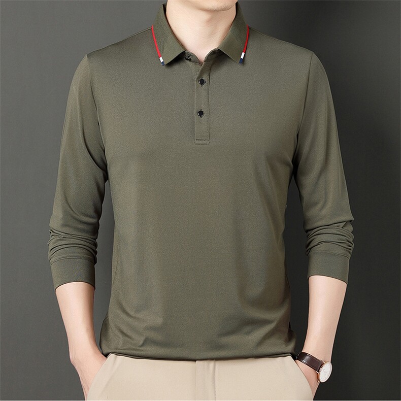 春秋款爸爸装长袖t恤中年男士宽松翻领纯色休闲POLO衫BE6615-P45,男装Polo衫,星座1105-3