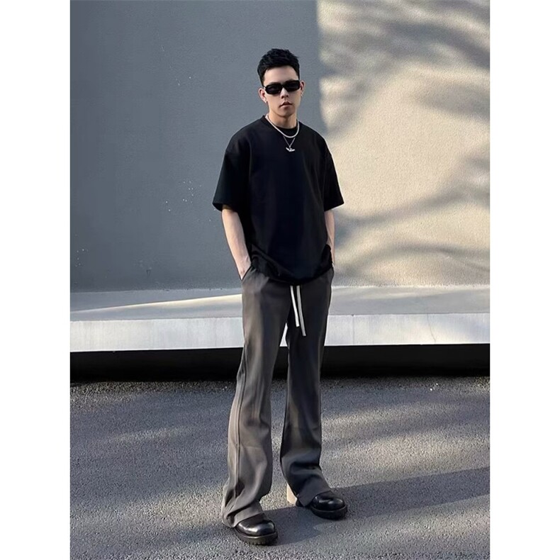 网络图现货！cleanfit抽绳西裤高级感垂感微喇叭休闲裤RK70-P55,男装西裤,星座1005-6