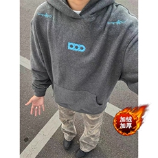 美式字母刺绣宽松情侣华棉加绒连帽卫衣男女A815-常规P46加绒P51，男装卫衣，星座1505