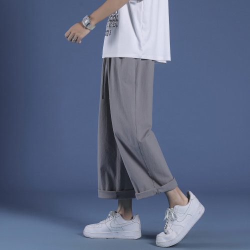 运动裤男宽松束脚潮流夏季休闲薄款八分冰丝裤K680-特批35，男装休闲裤，星座718-1