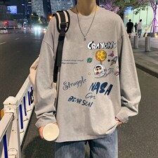 CX20-P25大码长袖t恤男春季新款打底衫男港风圆领卫衣男,男装T恤,电商B367