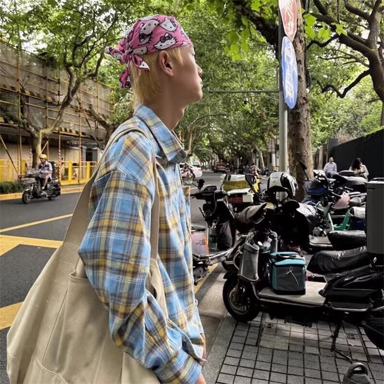 1506/Q30270/P43美式衬衫男女休闲宽松百搭潮牌设计感外套青少年,男装衬衫,星座1506