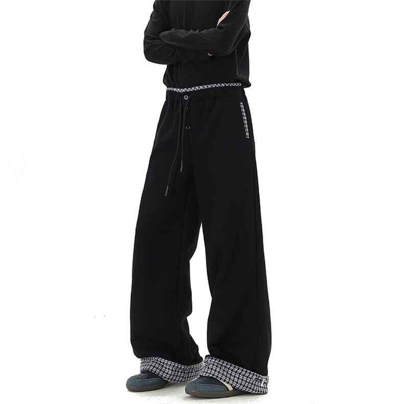 《现货》2026春季格子翻边运动裤卫裤休闲裤GXX175-P65，男装休闲裤，电商C303