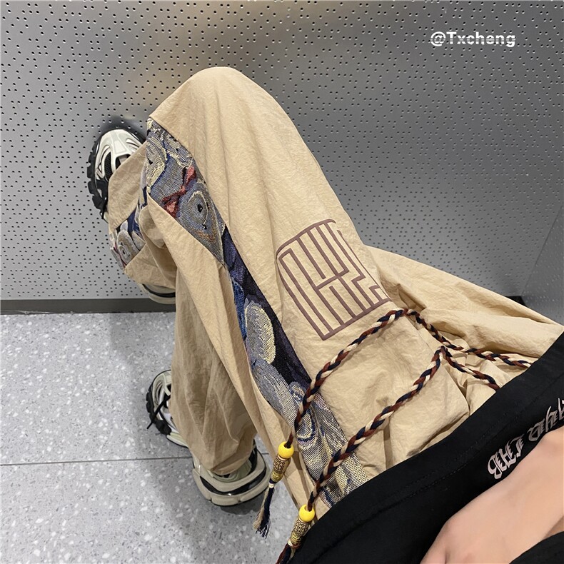 港风夏季新款潮速干小熊刺绣宽松休闲裤B315-K23381-特p25控48,男装休闲裤,电商B315
