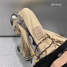 港风夏季新款潮速干小熊刺绣宽松休闲裤B315-K23381-特p25控48，男装休闲裤，电商B315
