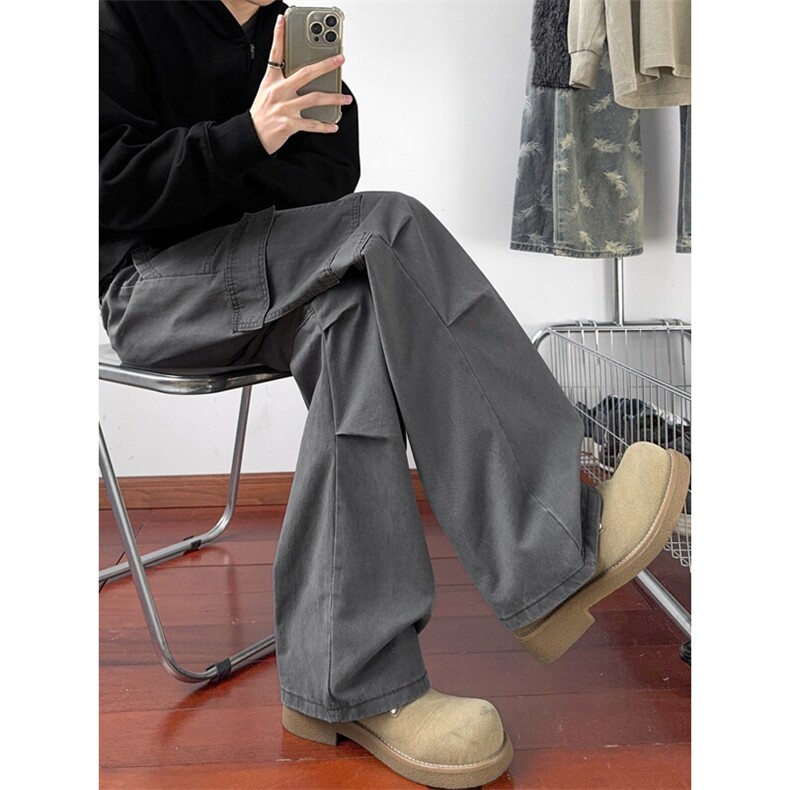 B221美式ins高街暗黑宽松直筒洗褪工装牛仔裤LK25438-P75控98，男装牛仔裤，电商B221