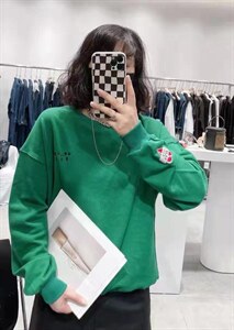 现货  秋季新款慵懒风刺绣爱心长袖卫衣图片