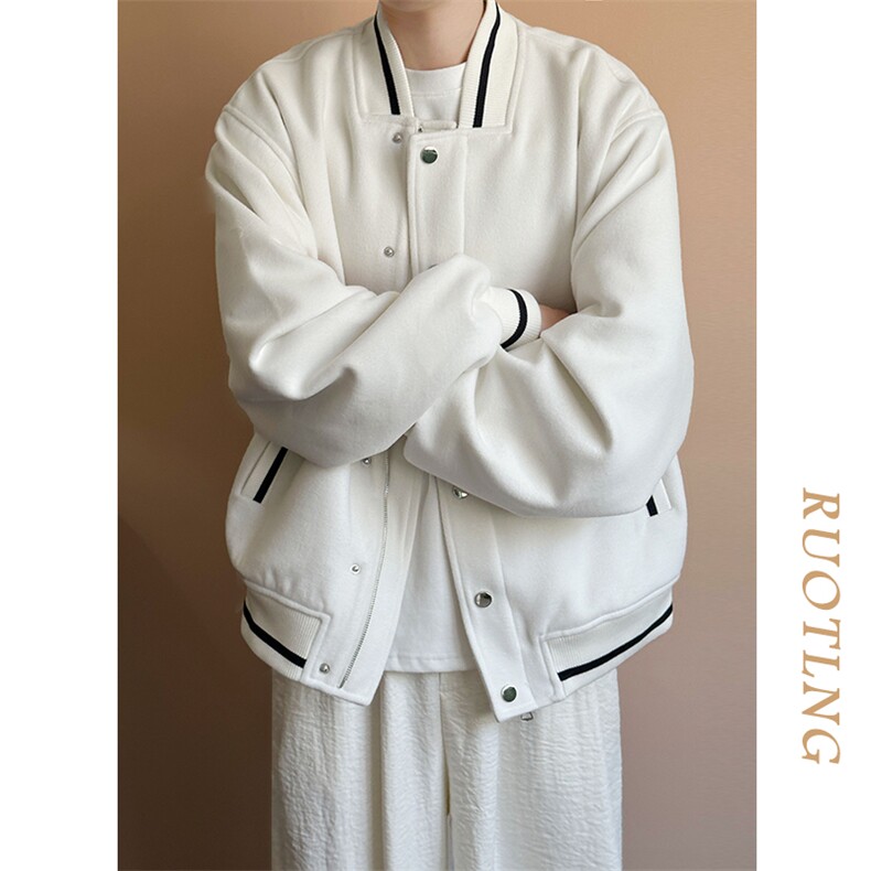 秋冬毛呢棒球服潮牌宽松休闲呢子外套夹克-AJ23058-P115,男装夹克,电商A351