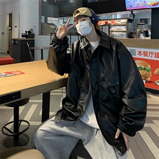 皮衣男韩版潮流痞子帅气高街2023春秋新款ins宽松外套W4767-P69，男装皮衣，星座412-3