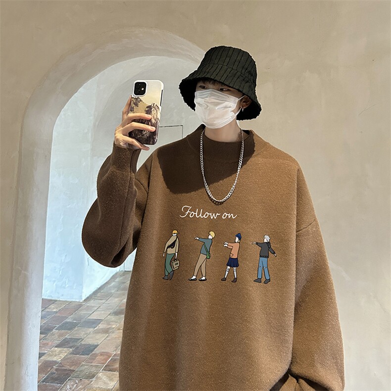 控68半高领毛衣男士大码针织衫男毛线衣男M18043-P45加绒款-P65,男装针织衫/毛衣,电商A040