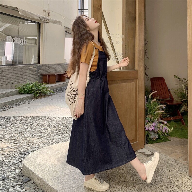 法式牛仔吊带连衣裙套装女2025夏季新款巨好看休闲减龄T恤两件套,女装套装/套裙,2C129