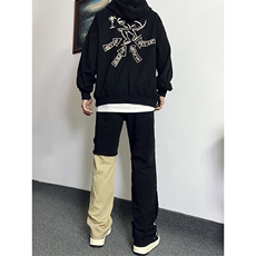 B221美式ins高街暗黑小众情侣个性破洞牛仔裤LK23046-P70控98，男装牛仔裤，电商B221