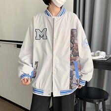 港风宽松棒球服男刺绣拼接夹克青少年立领长袖HY06P60，男装夹克，星座1116-2