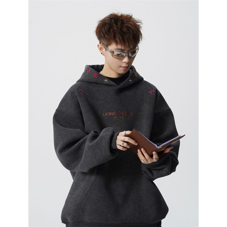 秋冬加绒重磅砂洗做旧刺绣连帽卫衣JF807-特P65控118加绒P70控128,男装卫衣,电商A422-1