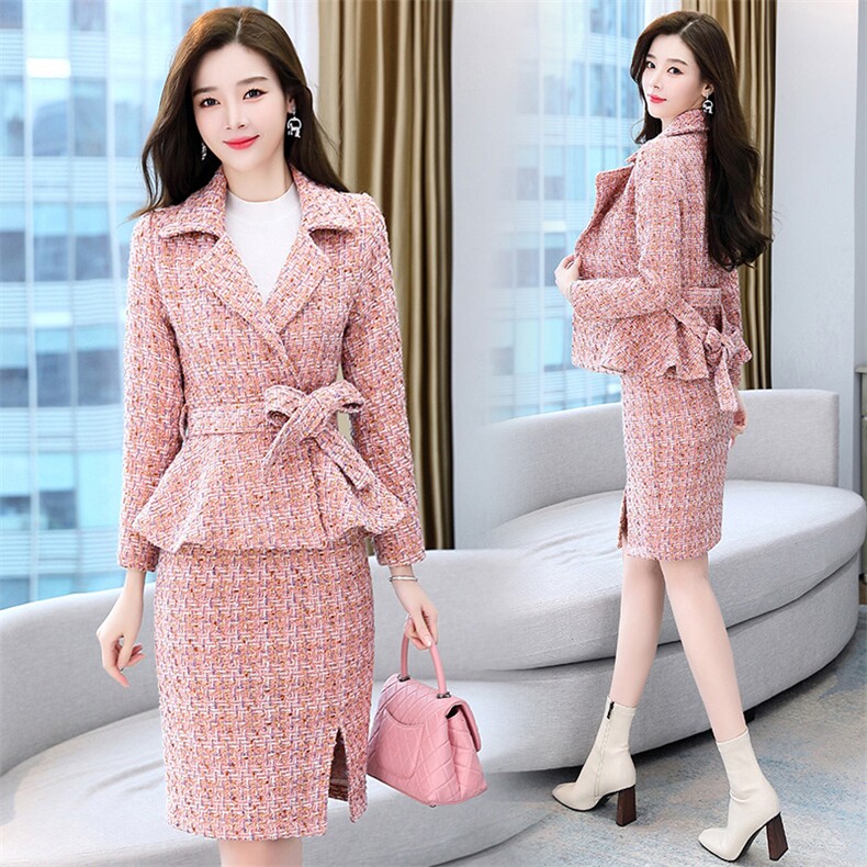 蝴蝶结潮流拼接气质休闲时尚翻领收腰高腰2022年冬季套装/套裙，女装套装/套裙，芭米依尚