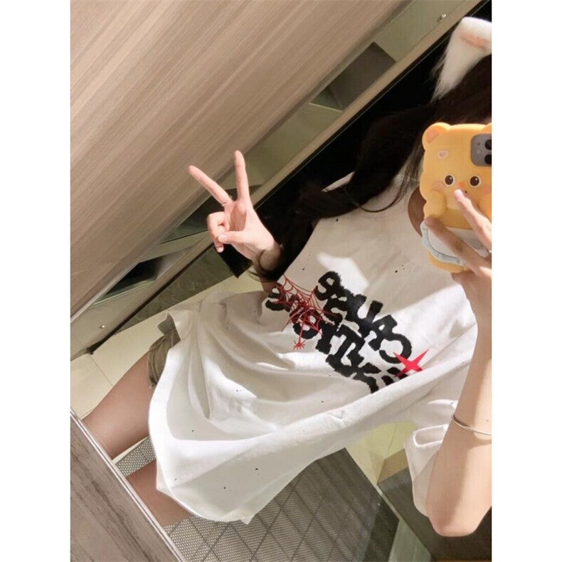 【有货】BK899CC-特P29复古重磅泼墨撞色字母印花短袖T恤男女,男装T恤,星座1007（原301D）