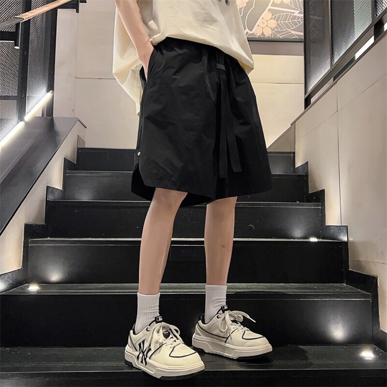 夏季飘带五分裤男宽松港风短裤纯色休闲直筒中裤A406K611特P35,男装牛仔裤,星座309（原A406）