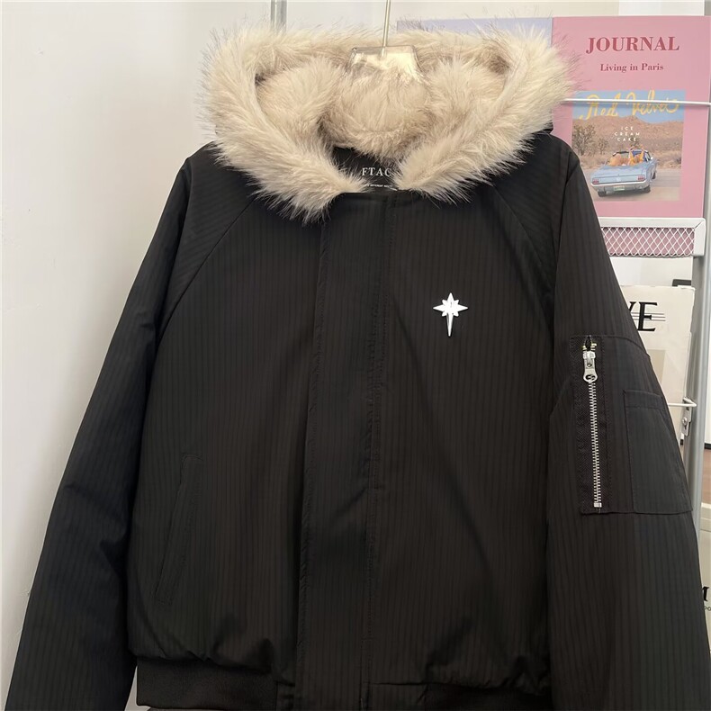 美式潮牌毛领加厚短款棉服男女冬季cleanfit保暖棉衣M0776-P93,男装棉衣,星座308B-2