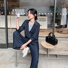 【新品现货】假两件上衣阔腿裤时尚两件套装5101-P160-K238，女装套装/套裙，2C126