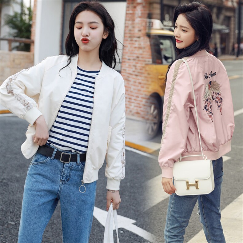 现货高转化时尚休闲小个子重工刺绣春秋棒球服女182-1805P90K138,女装短外套,帛香坊