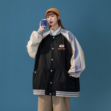 ！秋装新品港风蜡笔小新印花情侣宽松棒球夹克G453P65控88--，男装夹克，A247A