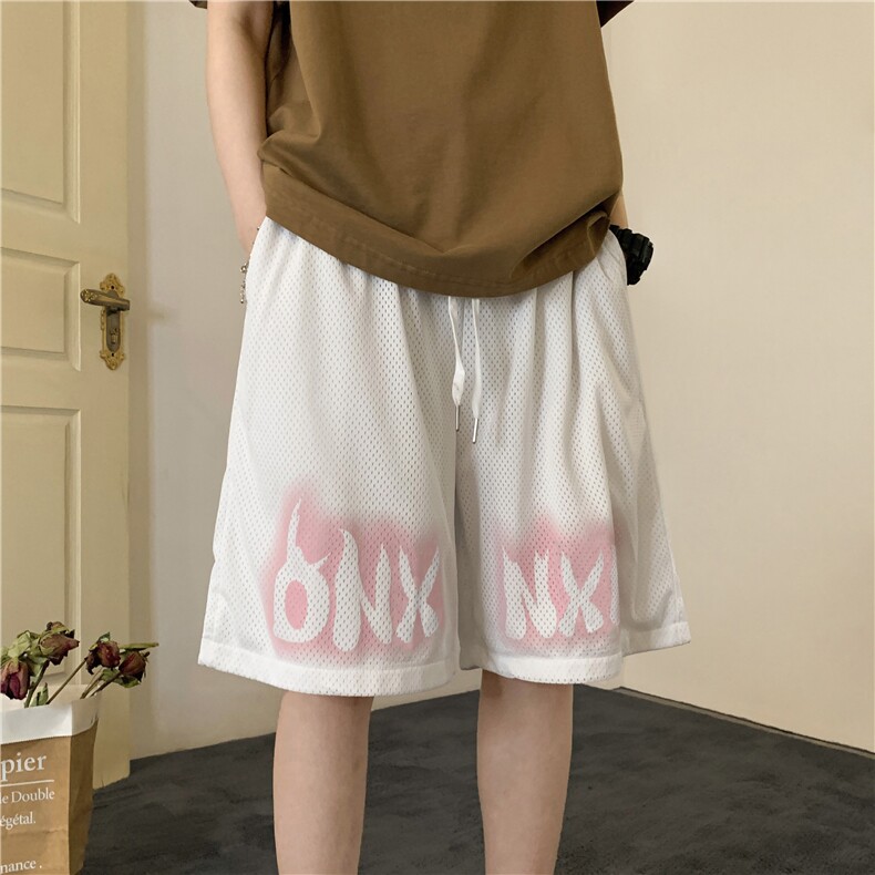 夏季双层网眼美式印花篮球五分裤XZ604-DK303-P35控48,男装牛仔裤,星座604