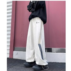 美式三条杠运动休闲裤男女秋季潮牌hiphop阔腿裤重磅高街宽松卫裤图片