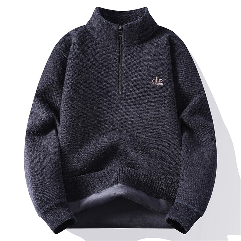 毛衣男士秋冬半高领拉链一体绒针织毛衣打底套头线衣2503-P63，男装T恤，星座310B-3