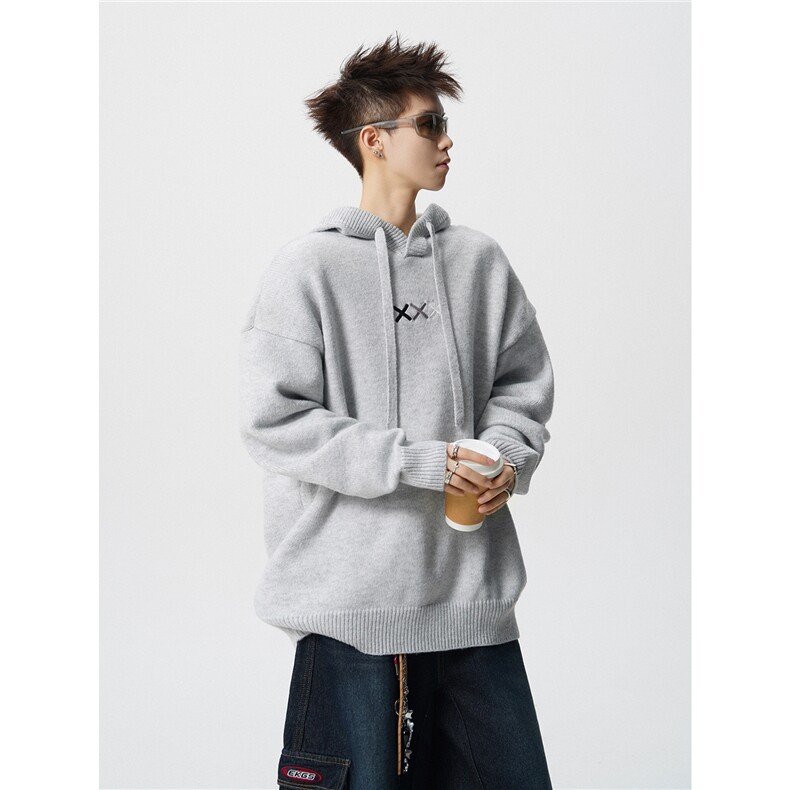 美式针织衫慵懒风连帽刺绣毛衣D309B-MY03-P68108,男装针织衫/毛衣,电商D309B