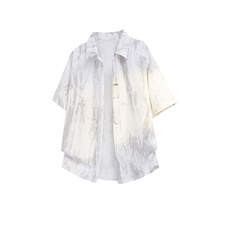 CS1142-特p35控68水墨印花短袖冰丝凉感速干潮流大码衬衫，男装T恤，电商A059