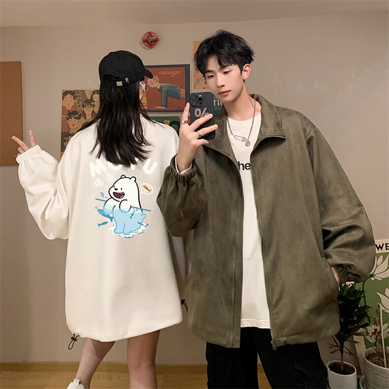 麂皮绒夹克男大码立领褂子外套JK85414-P68加绒款-P78,男装夹克,电商A040